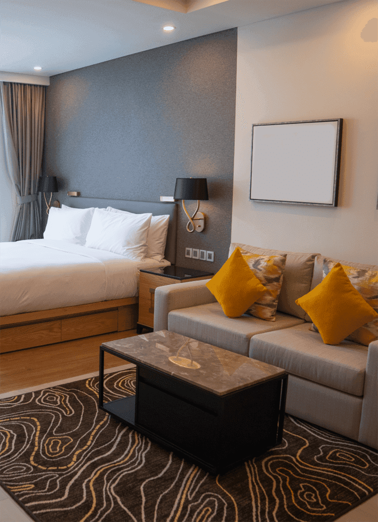 Modern interior room staged for photography