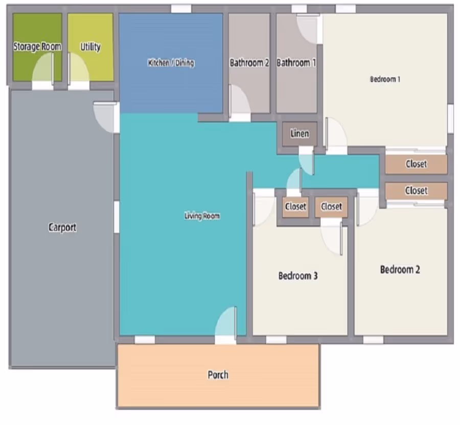 2D color floor plan